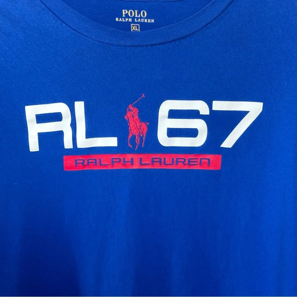 Ralph Lauren Long Sleeve RL-67 Graphic Tee in Royal Blue